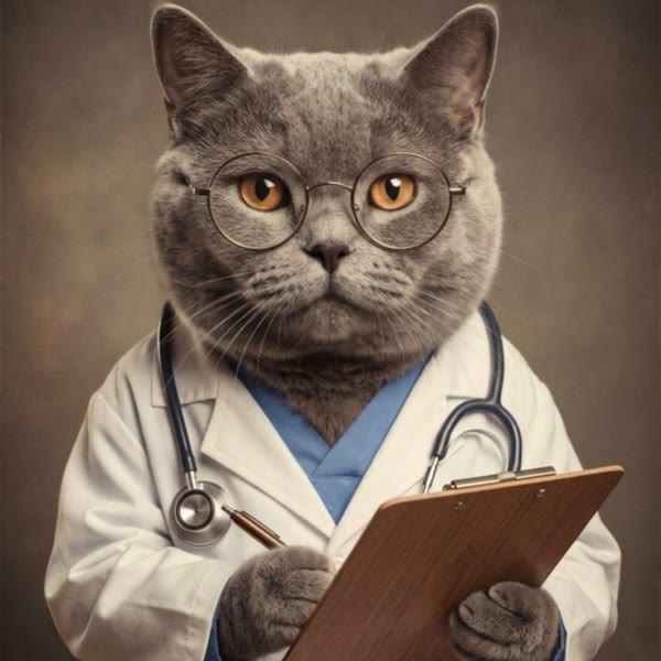 Агент Доктор Cat — британский кот в круглых очках и белом халате