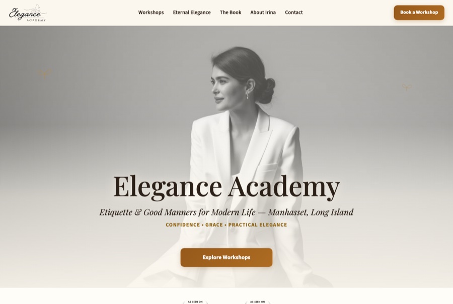 Сайт ученицы Elegance Academy — школа этикета в Нью-Йорке